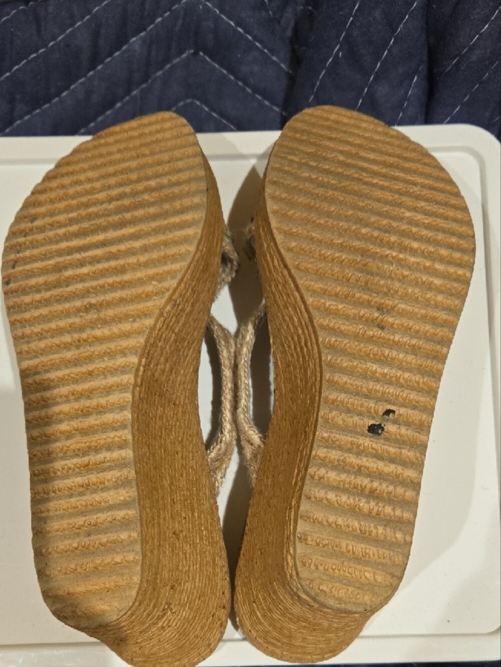 Sbicca Tan Rope Wedge Sandals with Floral Embellishments - Picture 6 of 9